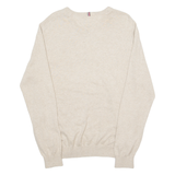 TOMMY HILFIGER Mens Jumper Beige V-Neck Tight Knit M