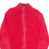 TOMMY HILFIGER Mens Jumper Red High Neck Tight Knit M