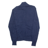 TOMMY HILFIGER Mens Jumper Blue High Neck Tight Knit L