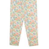 FASHION UP Floral High Waisted Womens Twill Trousers White Tapered W26 L30