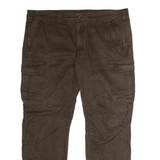 QUECHUA Cargo Mens Canvas Trousers Brown Regular Straight W46 L34