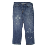 LEVI'S 514 Jeans Customised Mens Blue Slim Straight Stone Wash W40 L32