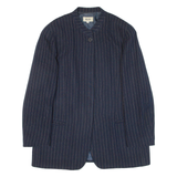 MANI Womens Blazer Jacket Blue Knit Wool 90s Pinstripe L