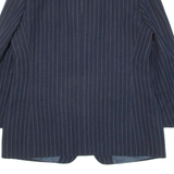 MANI Womens Blazer Jacket Blue Knit Wool 90s Pinstripe L