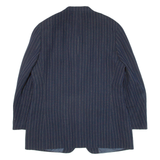 MANI Womens Blazer Jacket Blue Knit Wool 90s Pinstripe L
