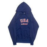 ADIDAS Womens Blue Hoodie 90s USA L