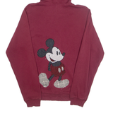 DISNEY Mickey Womens Maroon Hoodie Full Zip USA L