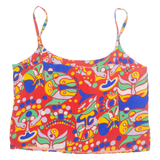 Womens Camisole Top Red Sleeveless Crazy Pattern M