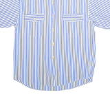 OLIVER GRANT Womens Printed Shirt Blue Collared Pinstripe M