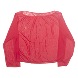 Sheer Beaded Womens Top Red Long Sleeve M