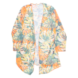 Sheer Womens Kimono Top Orange Long Sleeve Floral M