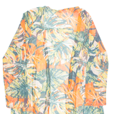 Sheer Womens Kimono Top Orange Long Sleeve Floral M