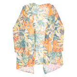 Sheer Womens Kimono Top Orange Long Sleeve Floral M