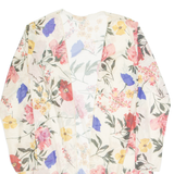 Sheer Womens Kimono Top Cream Long Sleeve Floral S