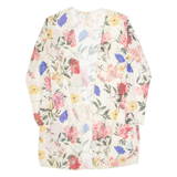 Sheer Womens Kimono Top Cream Long Sleeve Floral S