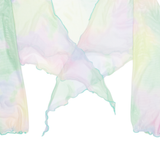 Sheer Cropped Tie-dye Womens Kimono Top Green Long Sleeve S