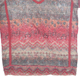 CECIL Sheer Womens Printed Top Red V-Neck Crazy Pattern M