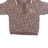 KARL KANI Cropped Womens Printed Shirt Brown Collared S