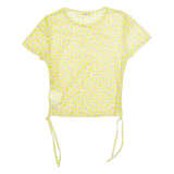 FB SISTER Sheer Ruched Womens Printed Top Green Floral L