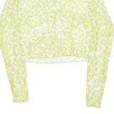 FB SISTER Sheer Womens Printed Shirt Green Collared Long Sleeve Floral S
