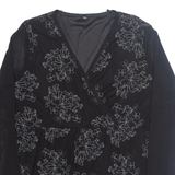 Womens Printed Top Black V-Neck Long Sleeve Floral 3XL