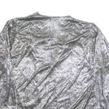 Zebra Womens Kimono Blouse Silver Long Sleeve Animal Print M