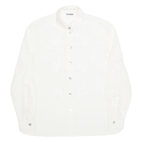 GLASER Womens Shirt Cream Collared Long Sleeve Floral M