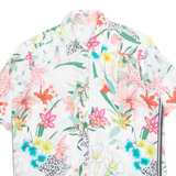 ETERNA Womens Printed Shirt White Collared Floral S