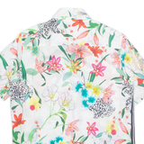 ETERNA Womens Printed Shirt White Collared Floral S