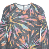 DIVIDED Sheer Womens Printed Top Black Long Sleeve Crazy Pattern S
