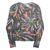 DIVIDED Sheer Womens Printed Top Black Long Sleeve Crazy Pattern S