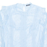 SIMPLEE Womens Blouse Blue Long Sleeve S