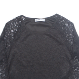 FB SISTER Cropped Womens Top Black 3/4 Sleeve S