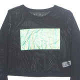 Always Ready For Trouble Cropped Sheer Womens Printed Top Black Long Sleeve S