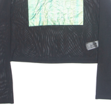 Always Ready For Trouble Cropped Sheer Womens Printed Top Black Long Sleeve S