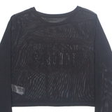Always Ready For Trouble Cropped Sheer Womens Printed Top Black Long Sleeve S