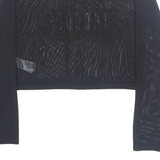 Always Ready For Trouble Cropped Sheer Womens Printed Top Black Long Sleeve S
