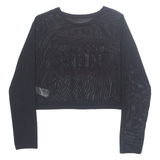 Always Ready For Trouble Cropped Sheer Womens Printed Top Black Long Sleeve S