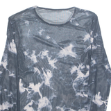 Tie-dye Sheer Womens Printed Top Blue Long Sleeve Crazy Pattern S