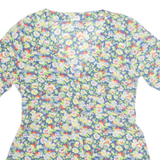 Belted Womens Printed Blouse Green V-Neck Floral UK 16