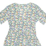 Belted Womens Printed Blouse Green V-Neck Floral UK 16