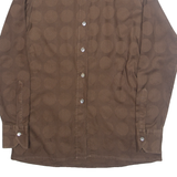BRUNO Womens Shirt Brown Collared Long Sleeve Spotted S