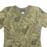 MY FUTURE DESIGN Womens Printed Top Green Crazy Pattern M