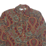 RUSS Womens Printed Shirt Maroon High Neck Long Sleeve Paisley UK 12
