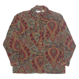RUSS Womens Printed Shirt Maroon High Neck Long Sleeve Paisley UK 12