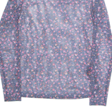 PIECES Sheer Womens Printed Top Purple High Neck Long Sleeve Floral S