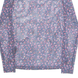 PIECES Sheer Womens Printed Top Purple High Neck Long Sleeve Floral S