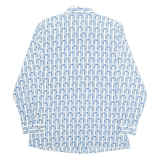 VALENTINE Womens Printed Shirt Blue Collared Long Sleeve Geometric S