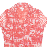 BIAGGINI Sheer Womens Printed Shirt Red Collared Spotted M