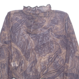 PRETTYLITTLETHING Sheer Marble Womens Printed Top Purple Crazy Pattern UK 12